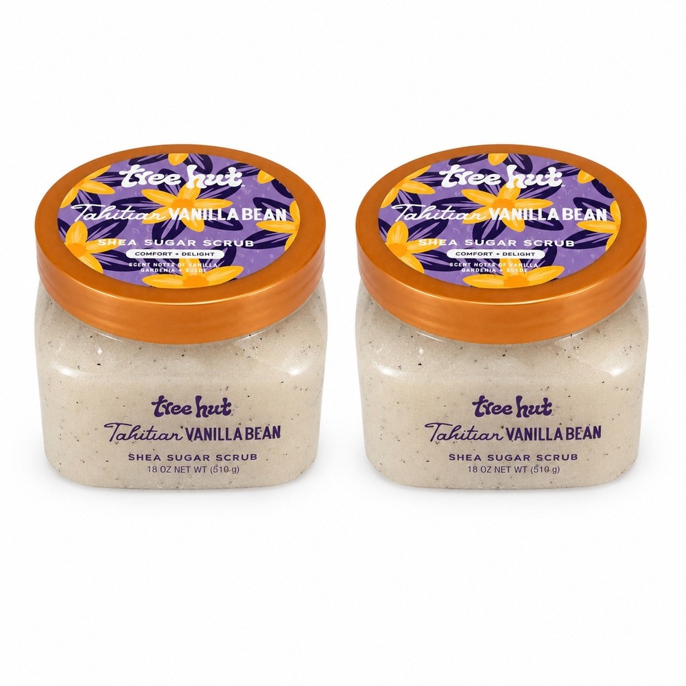 Lot of 2 Tree Hut Tahitian Vanilla Bean Shea Sugar Scrub 18 oz Discontinued NEW!